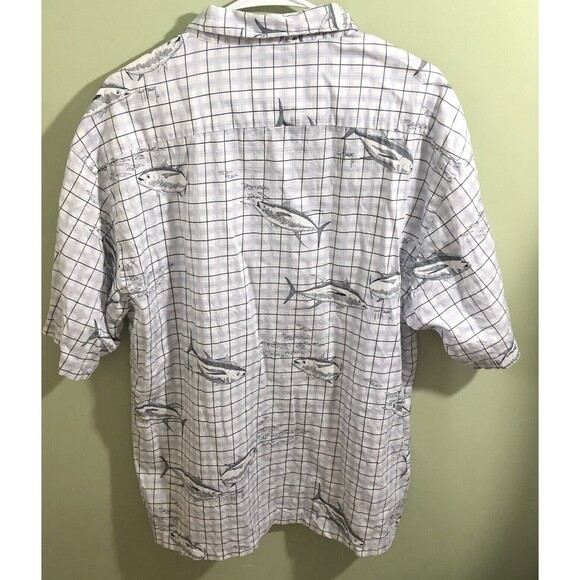 Guy Harvey Men's Casual Button Down Shirt Fish Blue White Size Large - Picture 5 of 5